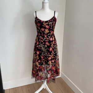 Dress the Population Black and Gold Floral Dress